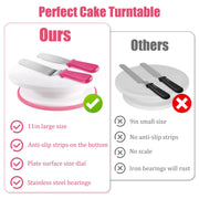 Cake Decorating Kit - 11-Inch Rotating Cake Turntable, 7 Piping Tips, 2 Icing Spatulas & 3 Scrapers, 35-Piece Complete Set