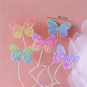 Newmemo 12pcs Gradient Sequins Butterfly Cake Toppers, Rose Gold Confetti Balloon Cake Supplies, Glitter Cupcake Picks, Decorations for Birthday Wedding Fairy Party