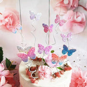 Newmemo 12pcs Gradient Sequins Butterfly Cake Toppers, Rose Gold Confetti Balloon Cake Supplies, Glitter Cupcake Picks, Decorations for Birthday Wedding Fairy Party