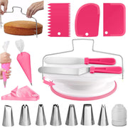 Cake Decorating Kit - 11-Inch Rotating Cake Turntable, 7 Piping Tips, 2 Icing Spatulas & 3 Scrapers, 35-Piece Complete Set
