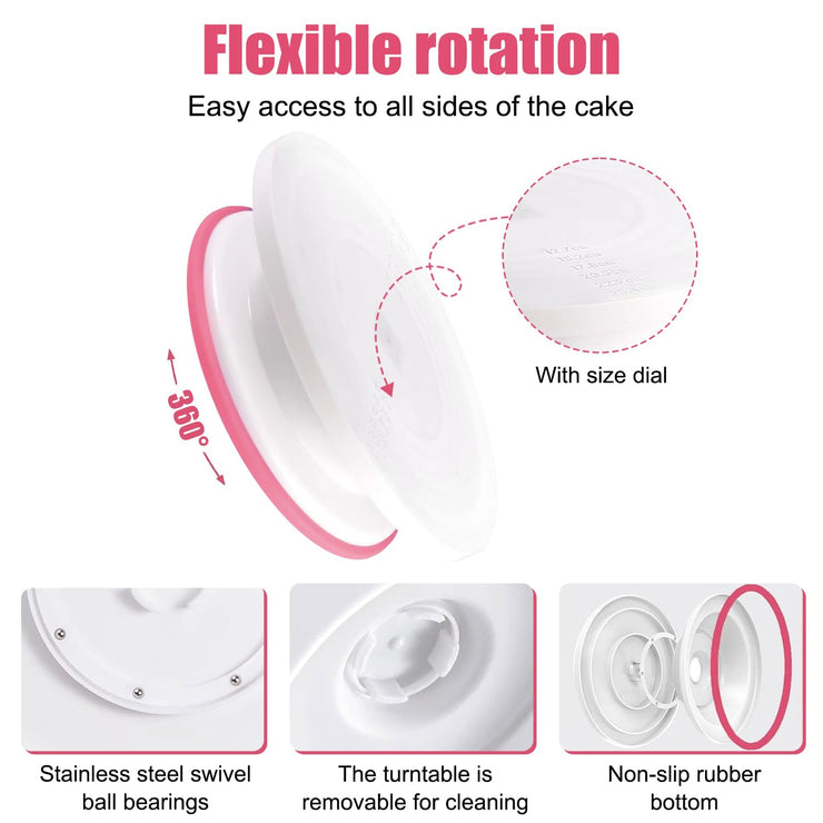 Cake Decorating Kit - 11-Inch Rotating Cake Turntable, 7 Piping Tips, 2 Icing Spatulas & 3 Scrapers, 35-Piece Complete Set