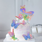 Newmemo 12pcs Gradient Sequins Butterfly Cake Toppers, Rose Gold Confetti Balloon Cake Supplies, Glitter Cupcake Picks, Decorations for Birthday Wedding Fairy Party