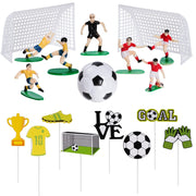 18 Pieces Soccer Cake Topper Decorations Soccer Ball Cupcake Topper Soccer Player figure for Soccer Birthday Party Sport Party Football Theme Party Supplies for Men Boy