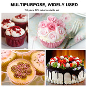 Cake Decorating Kit - 11-Inch Rotating Cake Turntable, 7 Piping Tips, 2 Icing Spatulas & 3 Scrapers, 35-Piece Complete Set