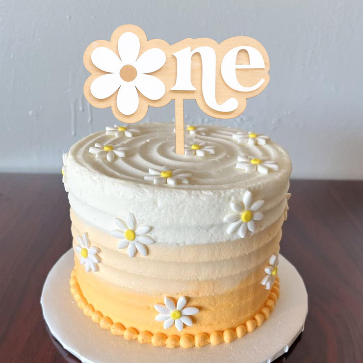 Daisy Cake Topper For 1st Birthday - First Birthday Cake Decoration, Retro Groovy Boho Daisy, Daisy Birthday Party Decor, Best Flower Cake Topper For Baby(Daisy One Cake Topper)