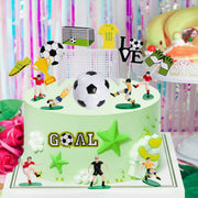 18 Pieces Soccer Cake Topper Decorations Soccer Ball Cupcake Topper Soccer Player figure for Soccer Birthday Party Sport Party Football Theme Party Supplies for Men Boy