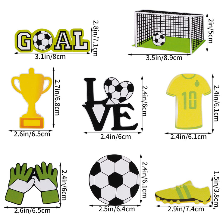 18 Pieces Soccer Cake Topper Decorations Soccer Ball Cupcake Topper Soccer Player figure for Soccer Birthday Party Sport Party Football Theme Party Supplies for Men Boy