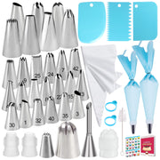 Piping Bags and Tips Set - 50Pcs Cake Decorating Supplies Kit with Icing Frosting Nozzles,Icing Scrapers,Reusable & Disposable Pastry Bags - Baking Tools for Cookies,Cupcakes Cake Decorating