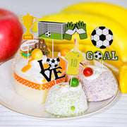 18 Pieces Soccer Cake Topper Decorations Soccer Ball Cupcake Topper Soccer Player figure for Soccer Birthday Party Sport Party Football Theme Party Supplies for Men Boy