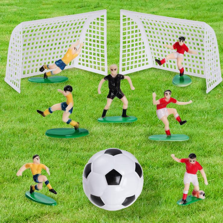 18 Pieces Soccer Cake Topper Decorations Soccer Ball Cupcake Topper Soccer Player figure for Soccer Birthday Party Sport Party Football Theme Party Supplies for Men Boy