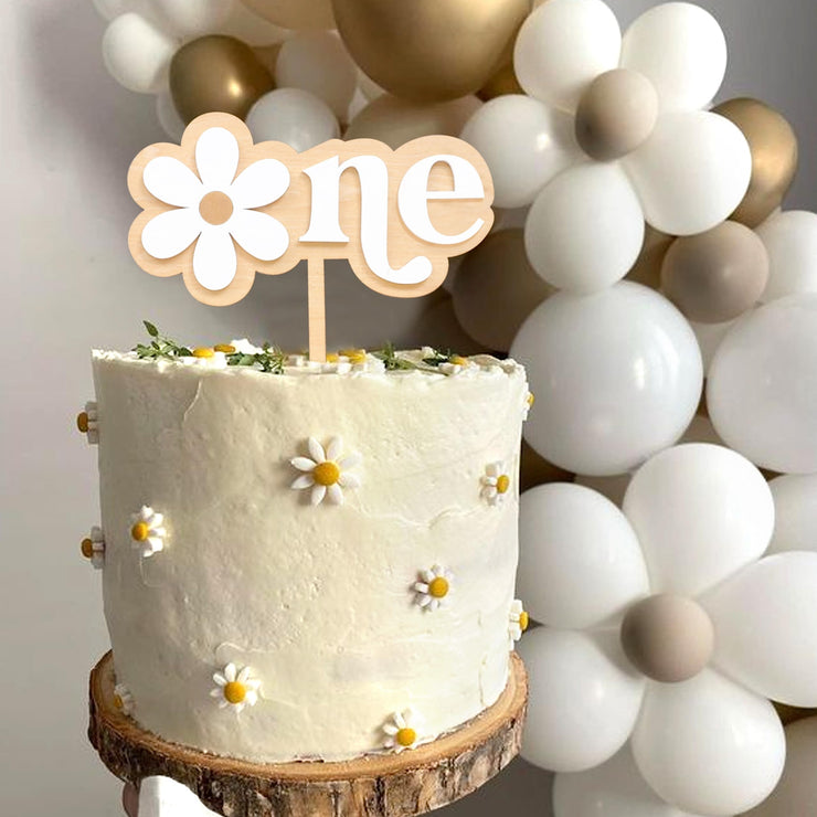 Daisy Cake Topper For 1st Birthday - First Birthday Cake Decoration, Retro Groovy Boho Daisy, Daisy Birthday Party Decor, Best Flower Cake Topper For Baby(Daisy One Cake Topper)