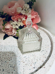 Square Candle in decorative glass jar